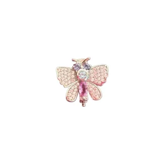 Pingente PIN Borboleta topázio rosa e azul fusion e zircônia Prata 925 Ródio