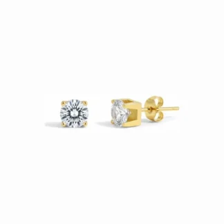 Brinco solitário cartier zircônia 5 mm Prata 925 Ouro 18 k