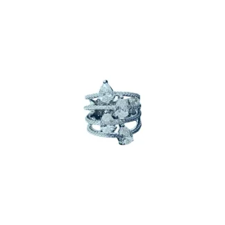 Anel 4 zircônias gota Prata 925 Ródio