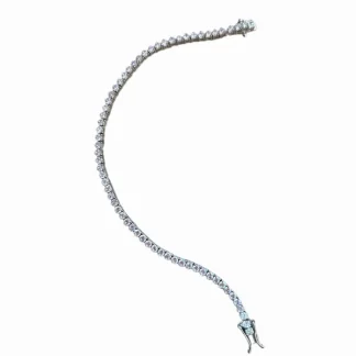 Pulseira Riviera zircônia 3 garras 17 cm 3,3 mm Prata 925 Ródio