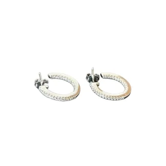 Brinco Argola Zircônia Aberta Prata 925 Ródio