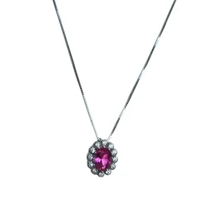 Colar topázio rosa fusion Zircônia Prata 925 Ródio