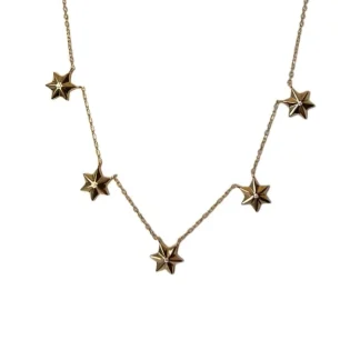 Colar 5 estrelas zircônia Prata 925 Ouro 18k