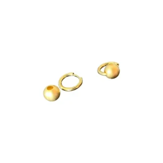 Brinco argola e bola escovado Prata 925 Ouro 18 k