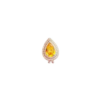 Pingente PIN Gota topázio amarelo fusion Prata 925 Ródio