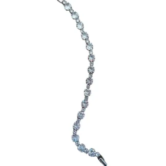 Pulseira Riviera Zircônia pedra menor e maior redonda 17 cm Prata 925 Ródio