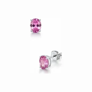 Brinco Oval topázio rosa fusion 7 mm Prata 925 Ródio
