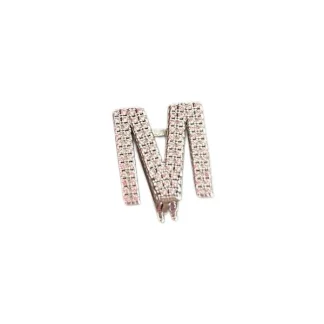 Pingente PIN letra M zircônia Prata 925 Ródio