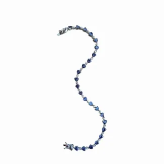 Pulseira Riviera Coração Tanzanita fusion e zircônia 18 cm 3 mm Prata 925 Ródio