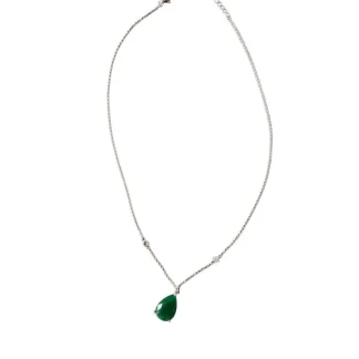 Colar Gota esmeralda Prata 925 Ródio