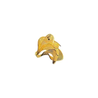 Anel onda renda Prata 925 Ouro 18K
