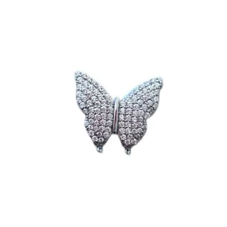 Pingente PIN Borboleta Zircônia branca Prata 925 Ródio