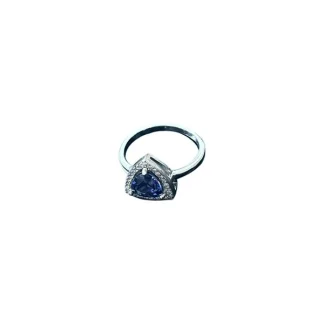 Anel Triangulo tazanita fusion e zircônia Prata 925 Ródio