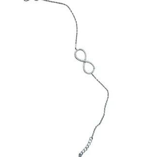 Pulseira Infinito G zircônia 17 cm com alongador Prata 925 Ródio