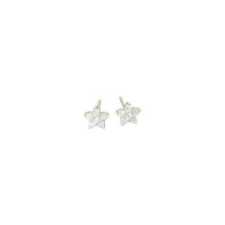 Brinco Flor zircônia P Prata 925 Ródio