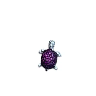 Pingente PIN Tartaruga rubi fusion Prata 925 Ródio