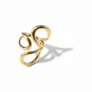 Anel ajustável liso três gotas Prata 925 Ouro 18 k