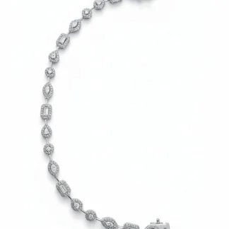 Pulseira Riviera formas zircônia 18 cm Prata 925 Ródio