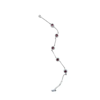 Pulseira Redonda Vazada Rubi fusion com alongador Prata 925 Ródio