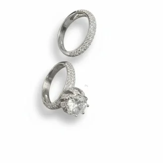 Anel Solitário 2 em 1 zircônia twist Prata 925 Ródio