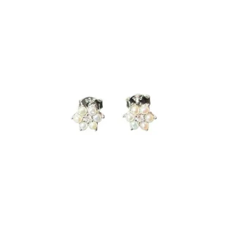 Brinco Flor pérola e zircônia Prata 925 Ródio