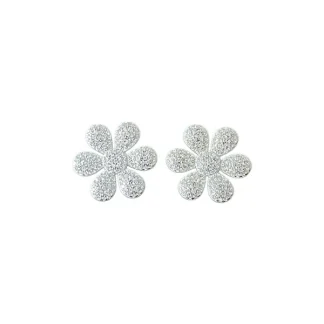 Brinco Flor zircônia micro cravação 6 pétalas Prata 925 Ródio