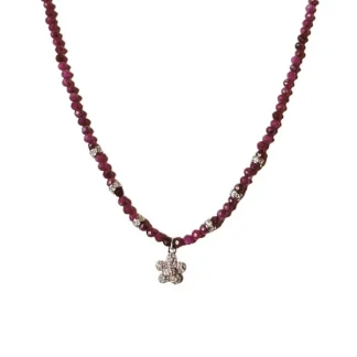 Colar Rubi Flor zircônia Prata 925 Ródio