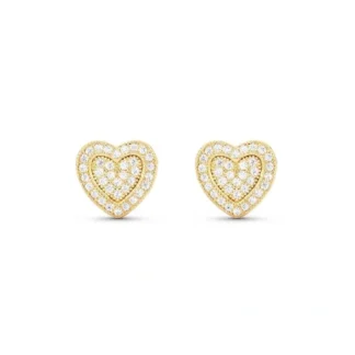 Brinco Coração cravejado zircônia Prata 925 Ouro 18k