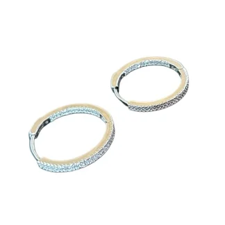 Brinco Argola Zircônia Prata 925 Ródio