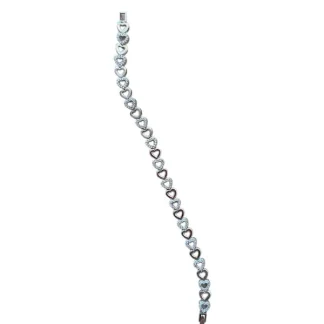 Pulseira Riviera coração vazado zircônia 17 cm em Prata 925 com Ródio