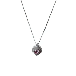 Colar Oval Topázio Rosa fusion Zircônia Prata 925 Ródio