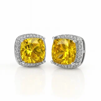 Brinco Quadrado yellow Fancy zircônia Prata 925 Ródio