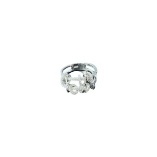 Anel 2 aros argolinhas penduradas zircônia Prata 925 Ródio