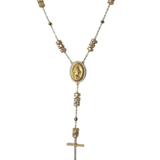 Colar terço zircônia Prata 925 Ouro 18 k