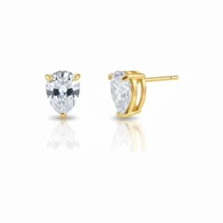 Brinco Gota zircônia 10 mm Prata 925 Ouro 18 k