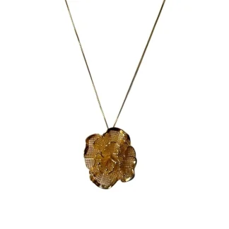 Colar Flor Renda Prata 925 Ouro 18 K