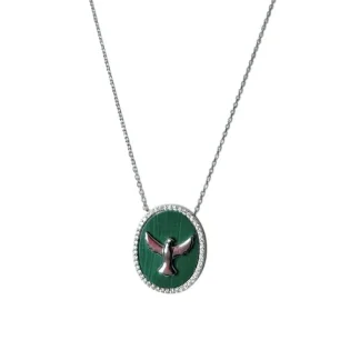 Colar Oval Espírito Santo esmeralda fusion e zircônia Prata 925 Ródio