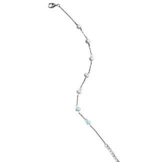 Pulseira Pérola com alongador Prata 925 Ródio