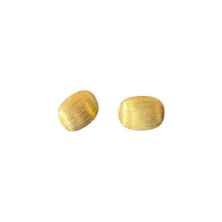 Brinco Oval M escovado Prata 925 Ouro 18k