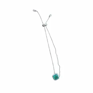Pulseira Esmeralda fusion Zircônia Gravata Prata 925 Ródio