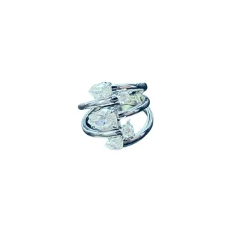 Anel 5 zircônias Prata 925 Ródio