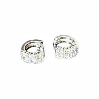 Brinco Argola P 0,8mm 3 pedras Zircônia Prata 925 Ródio