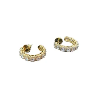 Brinco Argola Aberto Zircônia 4 Mm Prata 925 Ouro 18 K