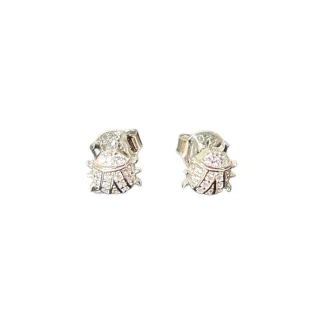 Brinco Joaninha zircônia Prata 925 Ródio