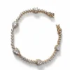 Pulseira Riviera Gota Princesa zircônia 17 cm Prata 925 Ouro 18 k