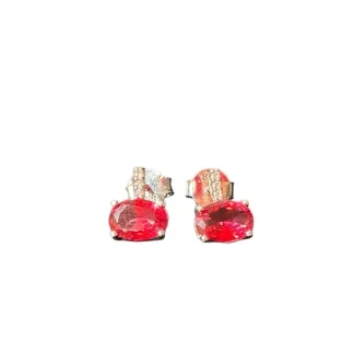 Brinco Cristal Vermelho Zircônia Prata 925 Ródio