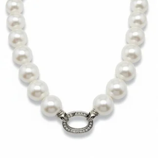 Colar Pérola shell fosca argola zircônia 45 cm Prata 925 Ródio