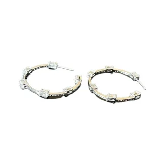 Brinco Argola Zircônia Aberta Prata 925 Ródio
