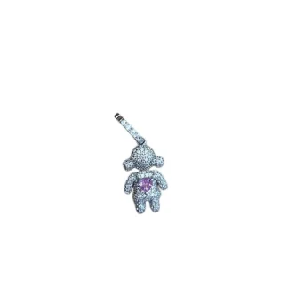 Pingente menina Argola cravejada topázio rosa fusion Prata 925 Ródio