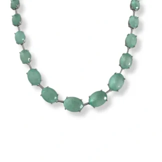 Colar choker esmeralda colombiana fusion Prata 925 Ródio